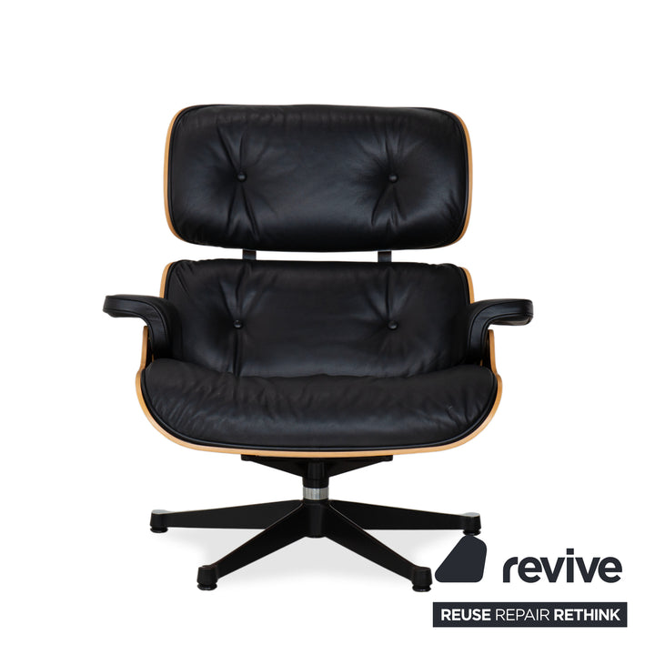 Vitra Eames Lounge Chair inkl. Ottoman Leder Schwarz Holz Rot Braun Kirschbaum Charles & Ray Eames