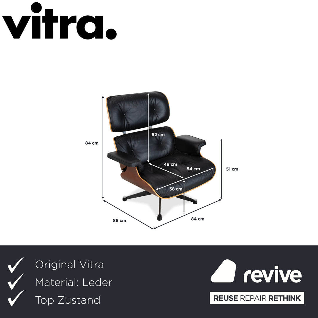 Vitra Eames Lounge Chair inkl. Ottoman Leder Schwarz Holz Rot Braun Kirschbaum Charles & Ray Eames