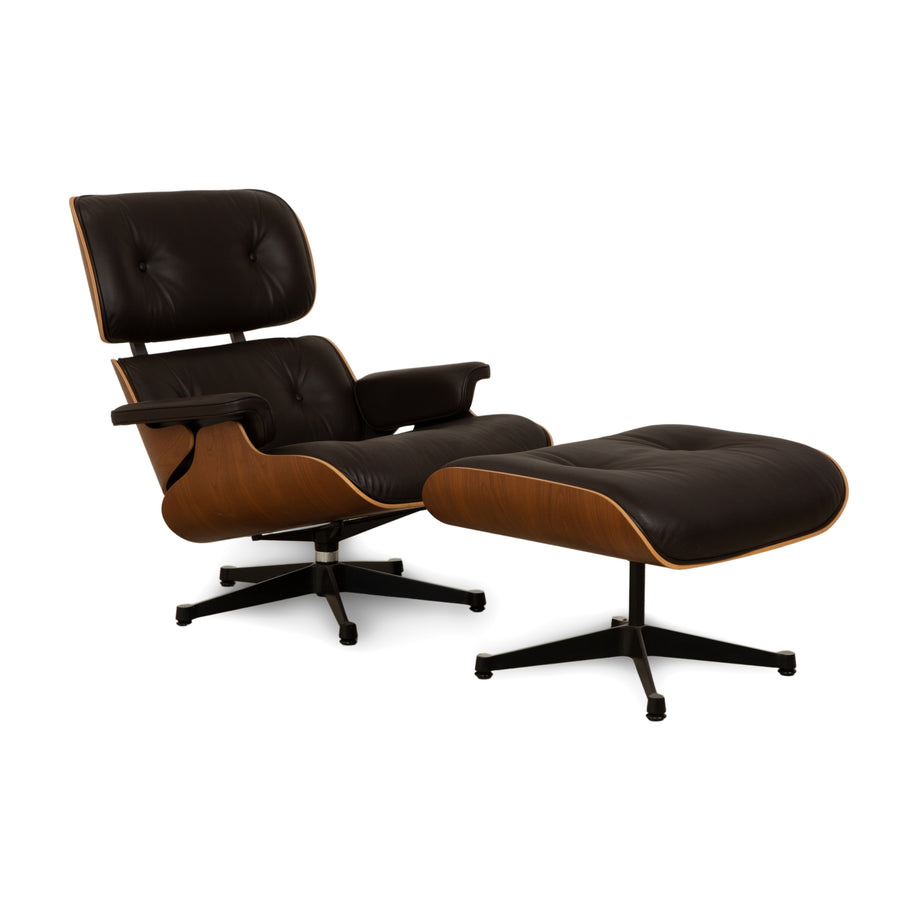 Vitra Eames Lounge Chair inkl. Ottoman Leder Sessel Dunkelbraun manuelle Funktion