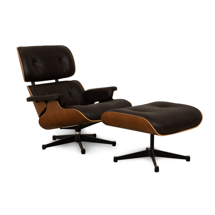 Vitra Eames Lounge Chair inkl. Ottoman Leder Sessel Dunkelbraun manuelle Funktion