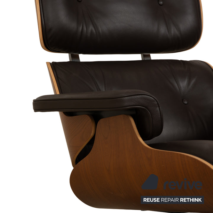 Vitra Eames Lounge Chair inkl. Ottoman Leder Sessel Dunkelbraun manuelle Funktion