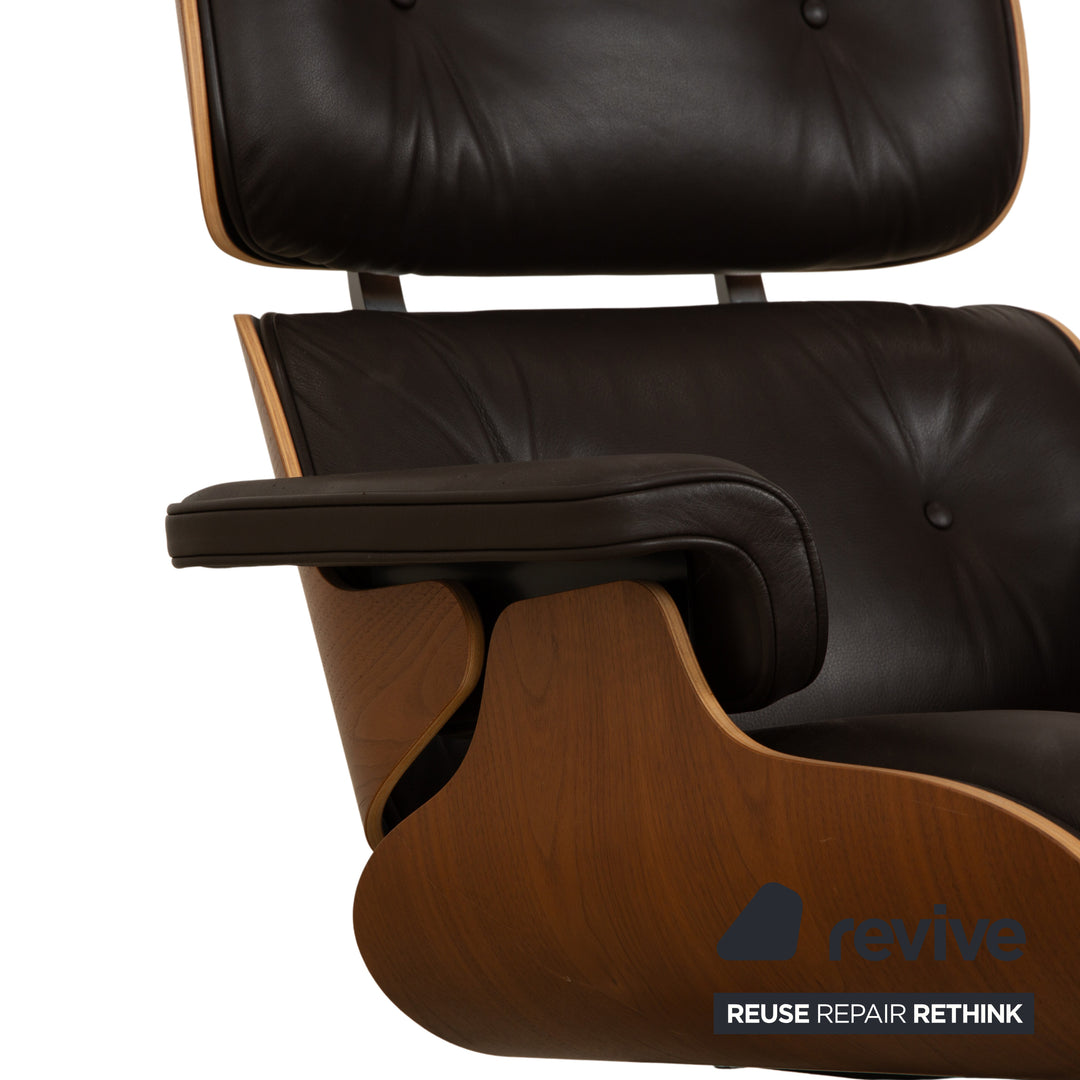 Vitra Eames Lounge Chair inkl. Ottoman Leder Sessel Dunkelbraun manuelle Funktion