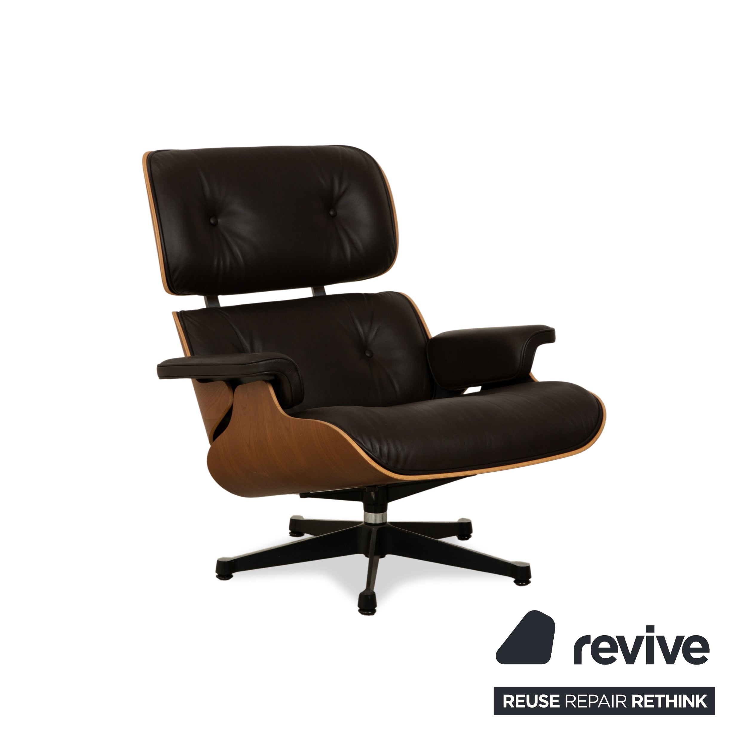 Vitra Eames Lounge Chair inkl. Ottoman Leder Sessel Dunkelbraun manuelle Funktion