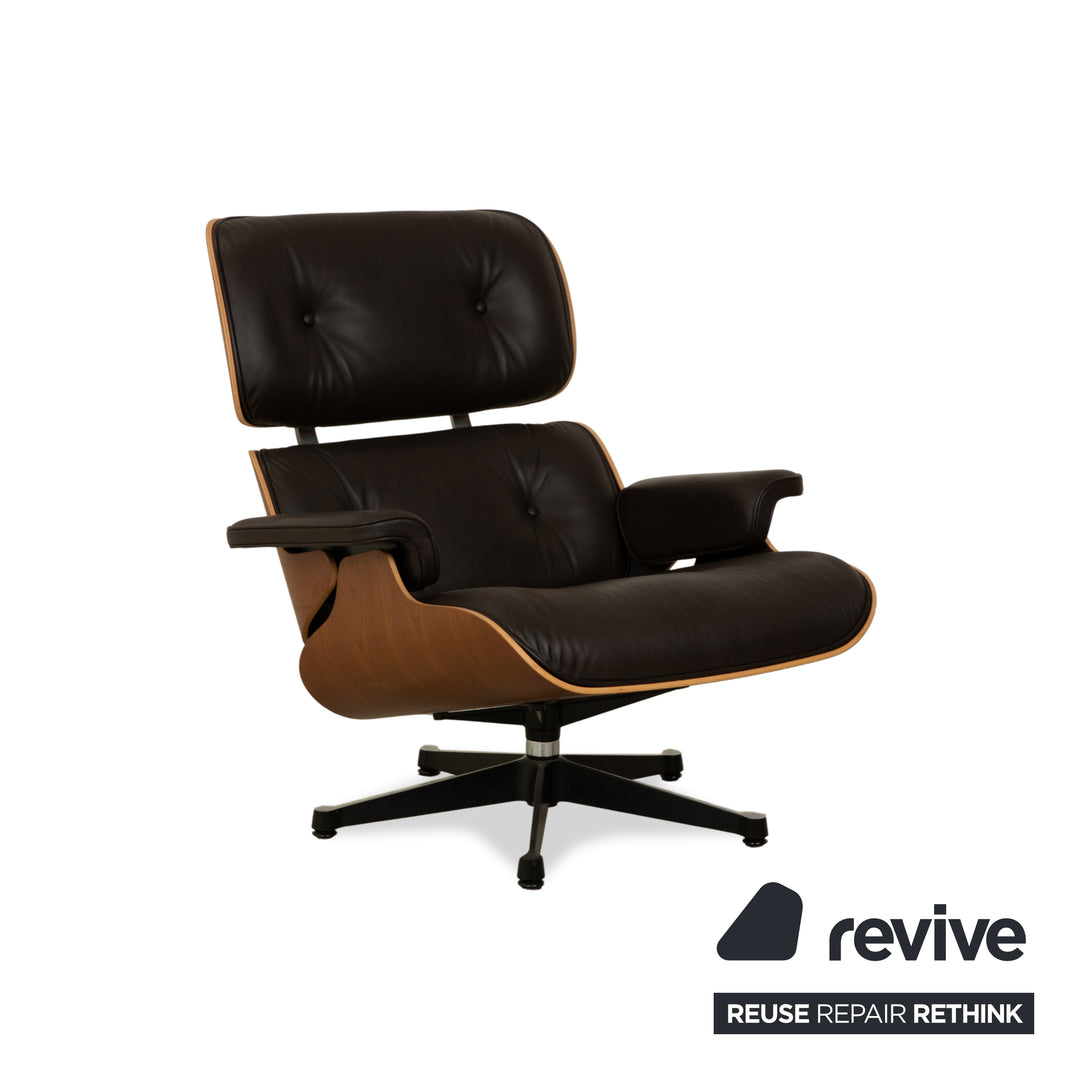 Vitra Eames Lounge Chair inkl. Ottoman Leder Sessel Dunkelbraun manuelle Funktion