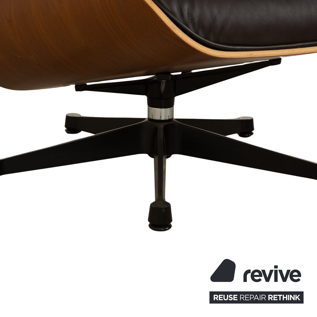 Vitra Eames Lounge Chair inkl. Ottoman Leder Sessel Dunkelbraun manuelle Funktion