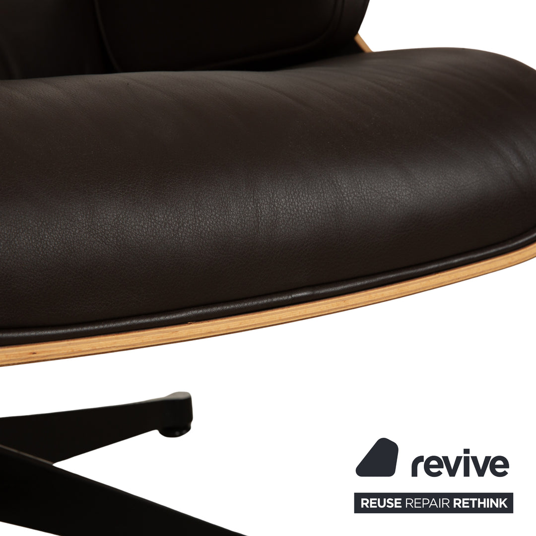 Vitra Eames Lounge Chair inkl. Ottoman Leder Sessel Dunkelbraun manuelle Funktion