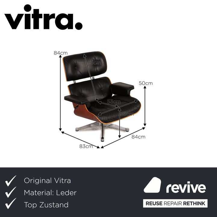 Vitra Eames Lounge Chair avec fauteuil ottoman en cuir noir Fonction
