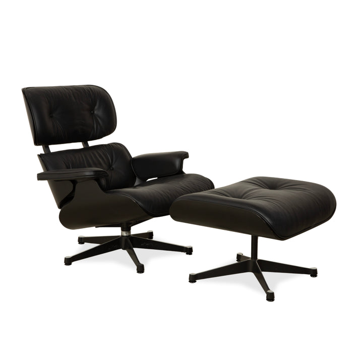 Vitra Eames Lounge Chair inkl. Ottomann Leder Sessel Schwarz