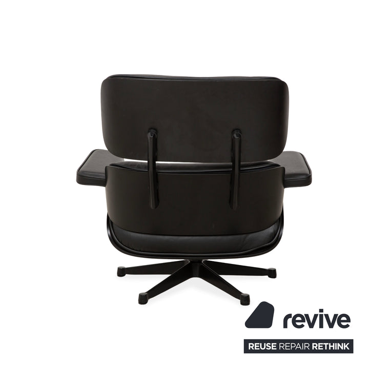 Vitra Eames Lounge Chair inkl. Ottomann Leder Sessel Schwarz Neubezug