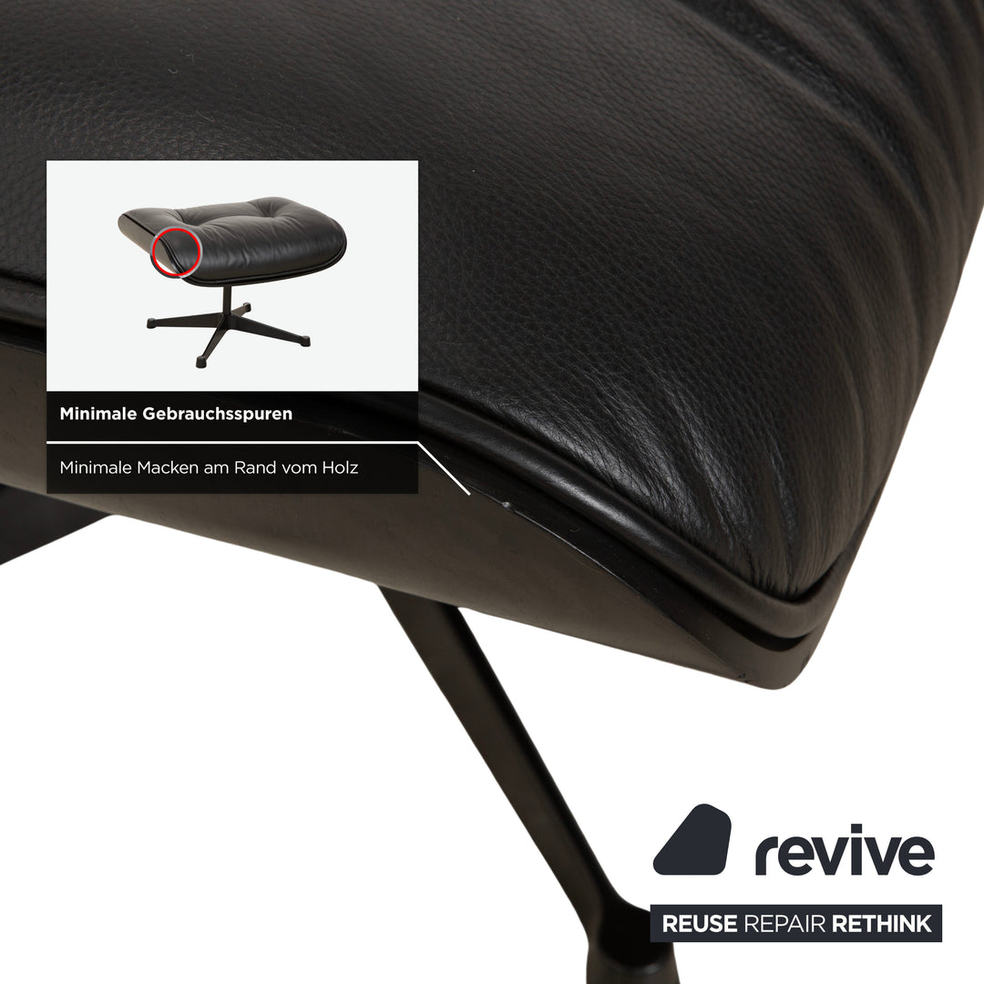 Vitra Eames Lounge Chair inkl. Ottomann Leder Sessel Schwarz Neubezug