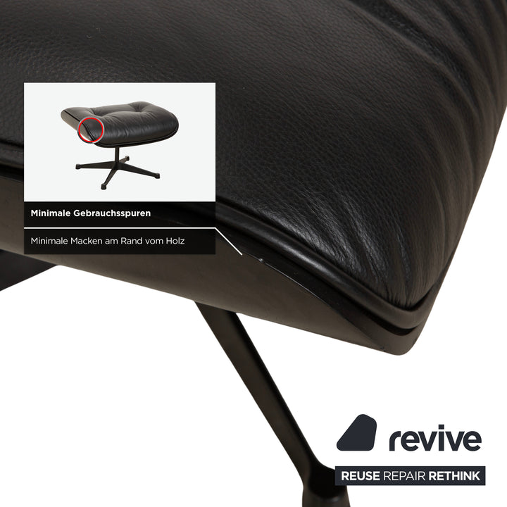 Vitra Eames Lounge Chair inkl. Ottomann Leder Sessel Schwarz Neubezug