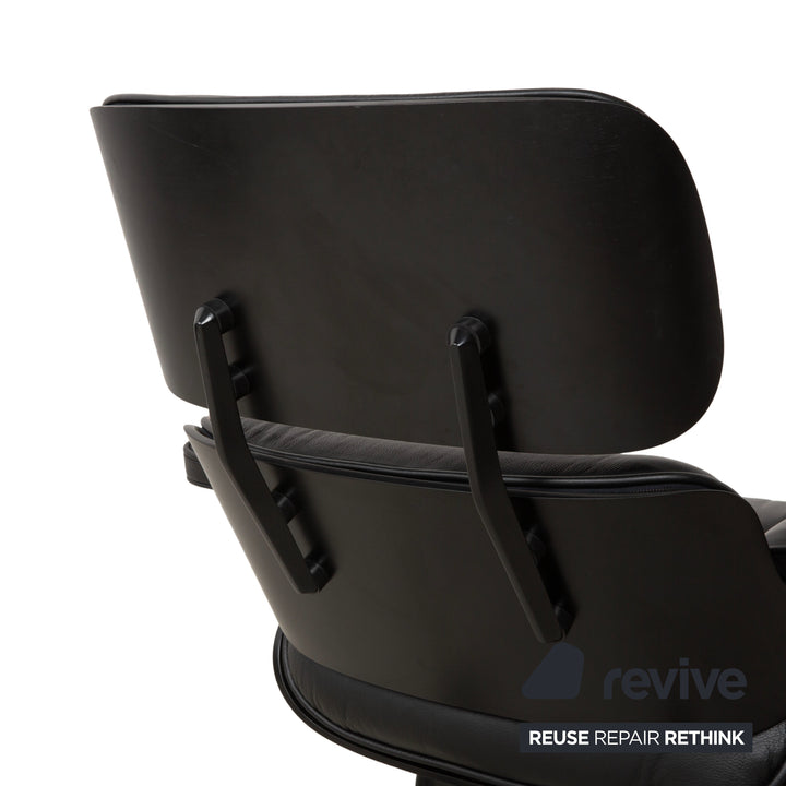 Vitra Eames Lounge Chair inkl. Ottomann Leder Sessel Schwarz Neubezug