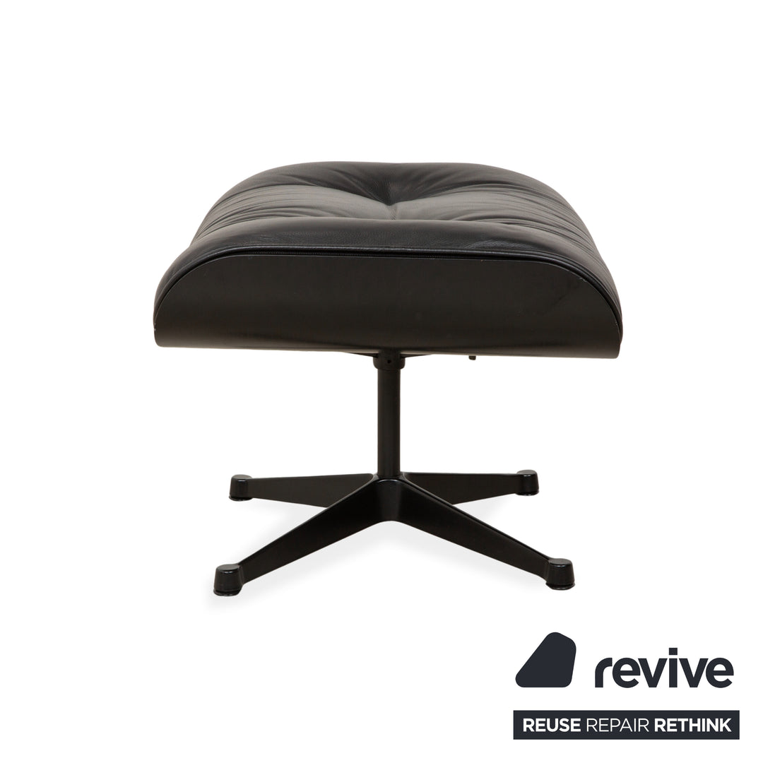 Vitra Eames Lounge Chair incl. Ottoman, Leather Armchair, Black, Reupholstered
