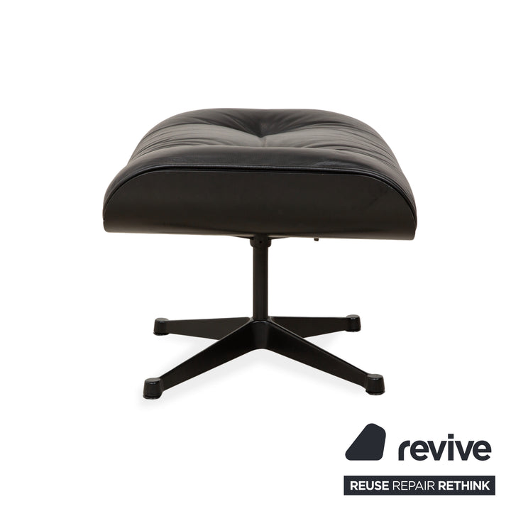 Vitra Eames Lounge Chair incl. Ottoman, Leather Armchair, Black, Reupholstered