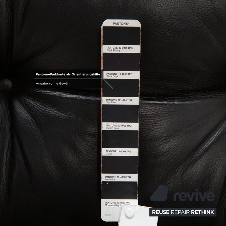 Vitra Eames Lounge Chair inkl. Ottomann Leder Sessel Schwarz Neubezug