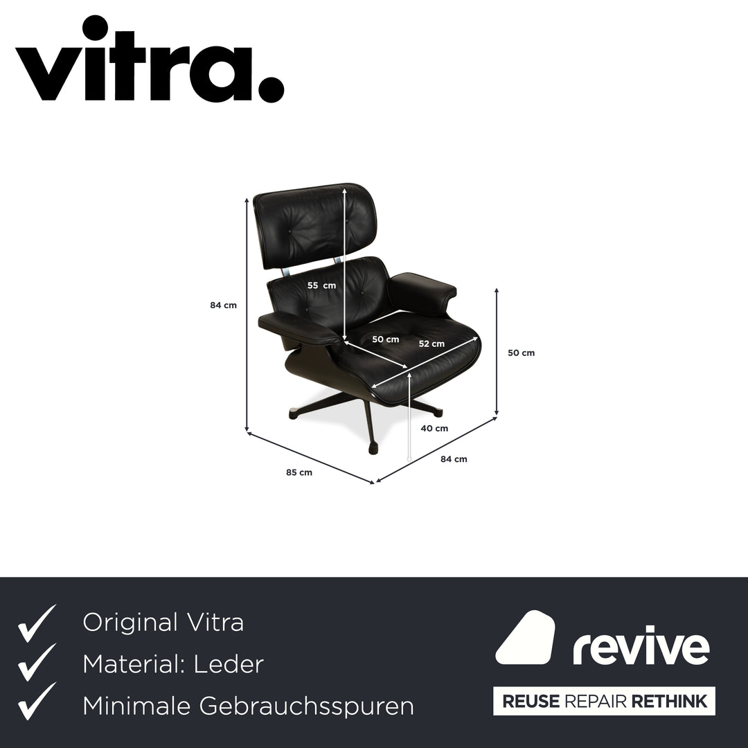 Vitra Eames Lounge Chair inkl. Ottomann Leder Sessel Schwarz