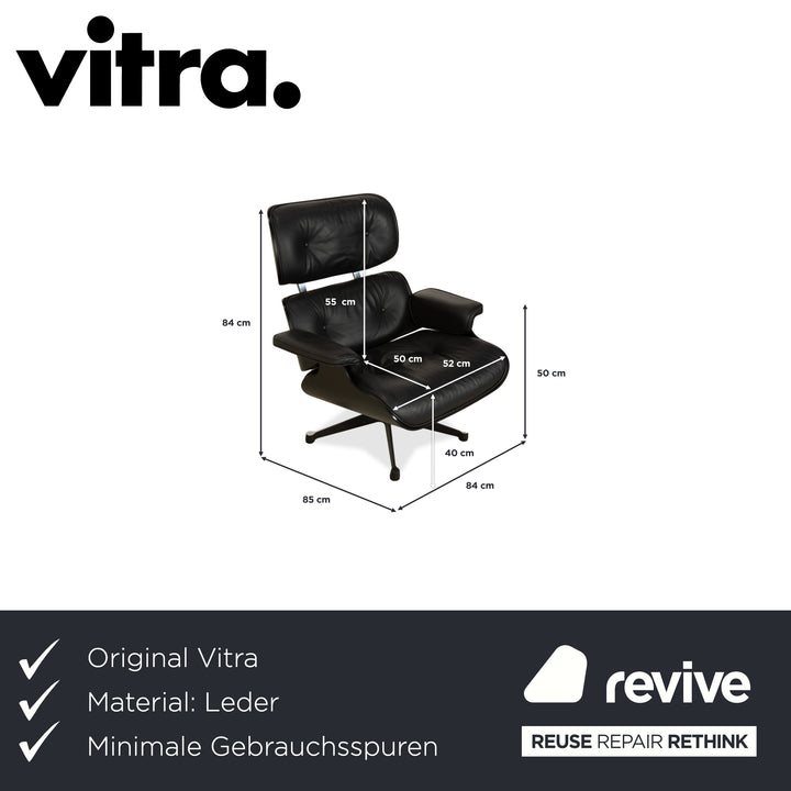 Vitra Eames Lounge Chair inkl. Ottomann Leder Sessel Schwarz