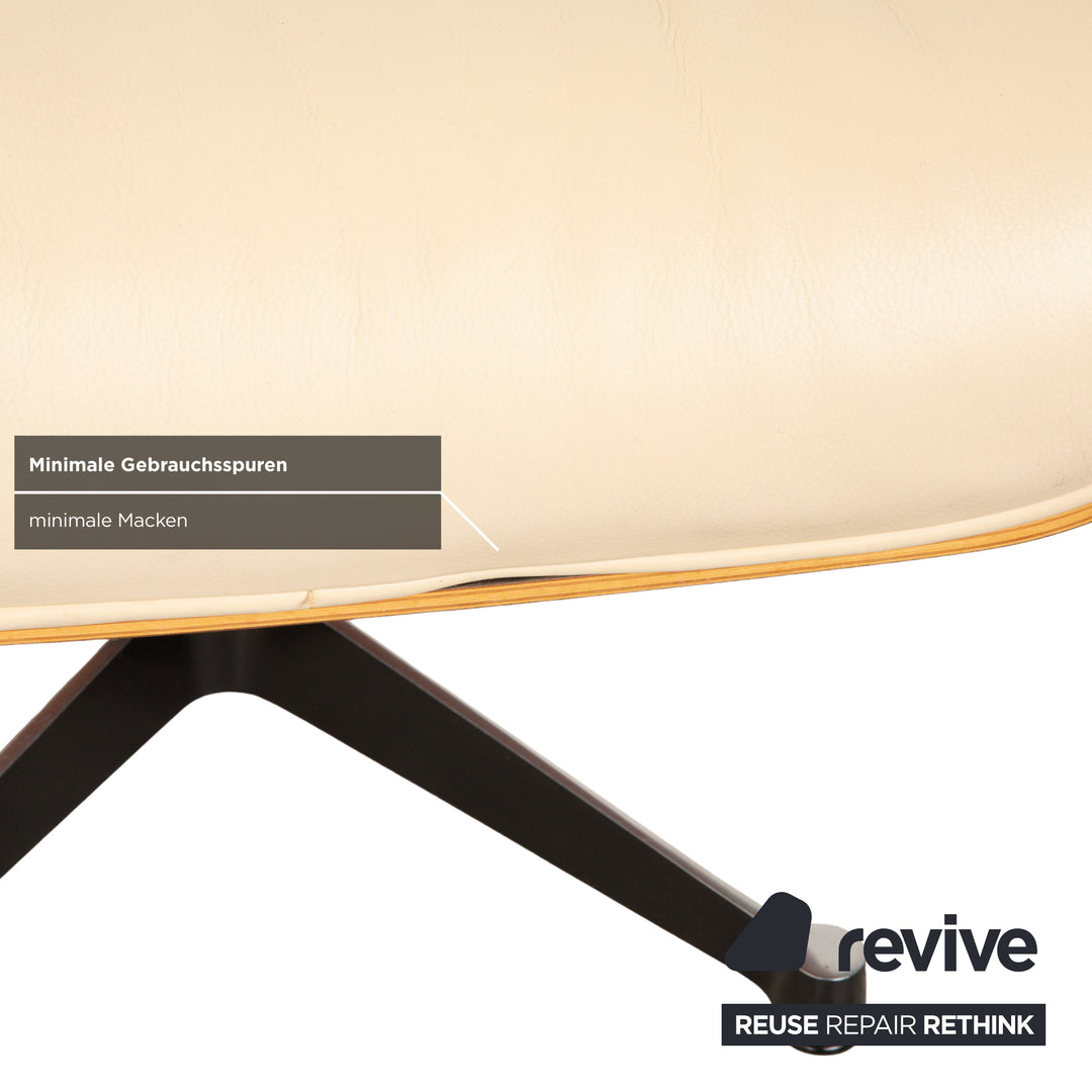 Vitra Eames Lounge Chair Leder Creme Beige inkl. Ottoman