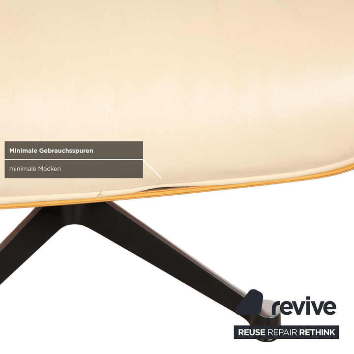 Vitra Eames Lounge Chair Leder Creme Beige inkl. Ottoman