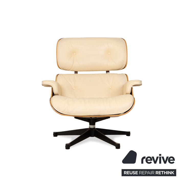Vitra Eames Lounge Chair Leder Creme Beige inkl. Ottoman