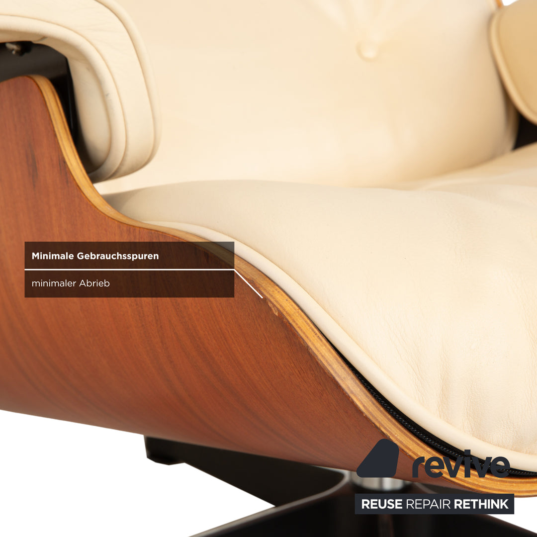 Vitra Eames Lounge Chair Leder Creme Beige inkl. Ottoman