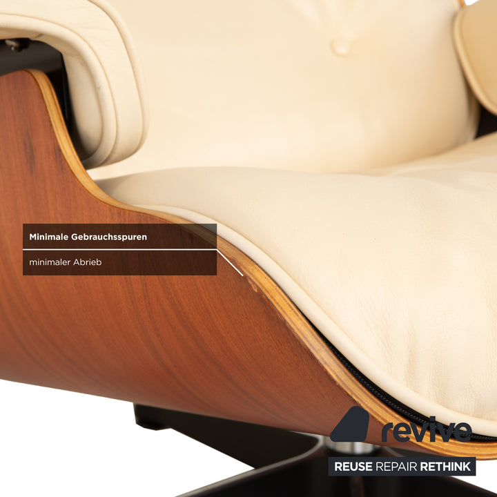 Vitra Eames Lounge Chair Leder Creme Beige inkl. Ottoman