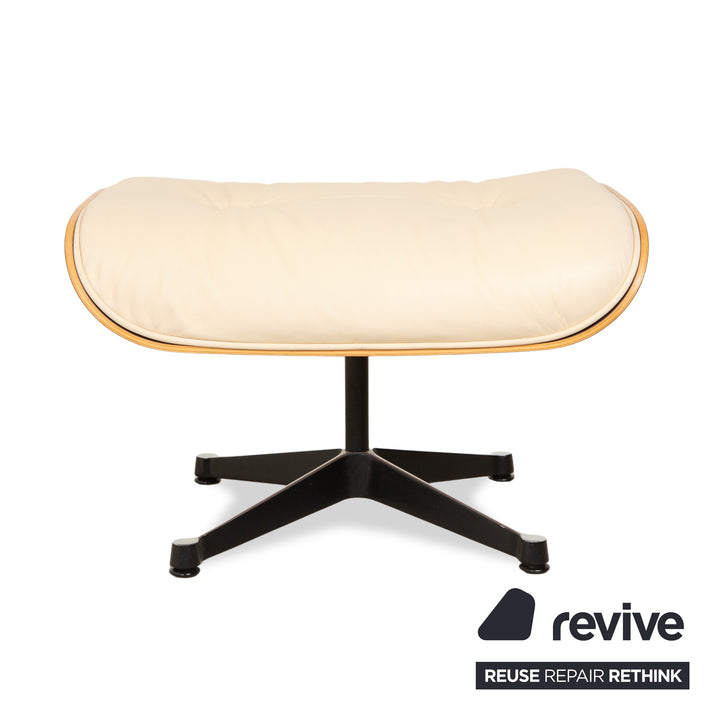 Vitra Eames Lounge Chair Leder Creme Beige inkl. Ottoman