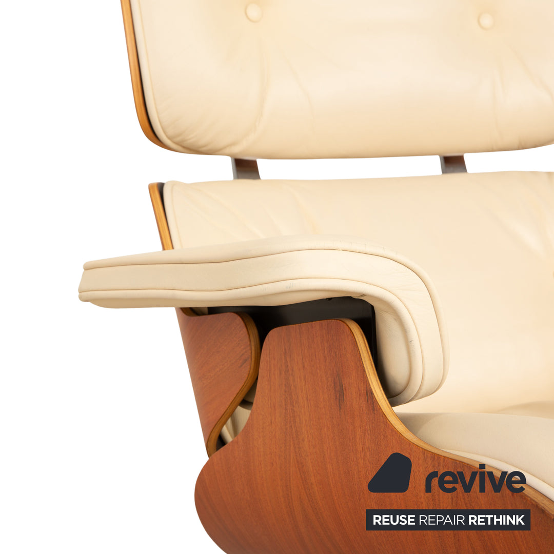 Vitra Eames Lounge Chair Leder Creme Beige inkl. Ottoman