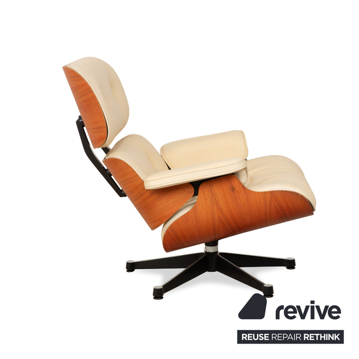 Vitra Eames Lounge Chair Leder Creme Beige inkl. Ottoman
