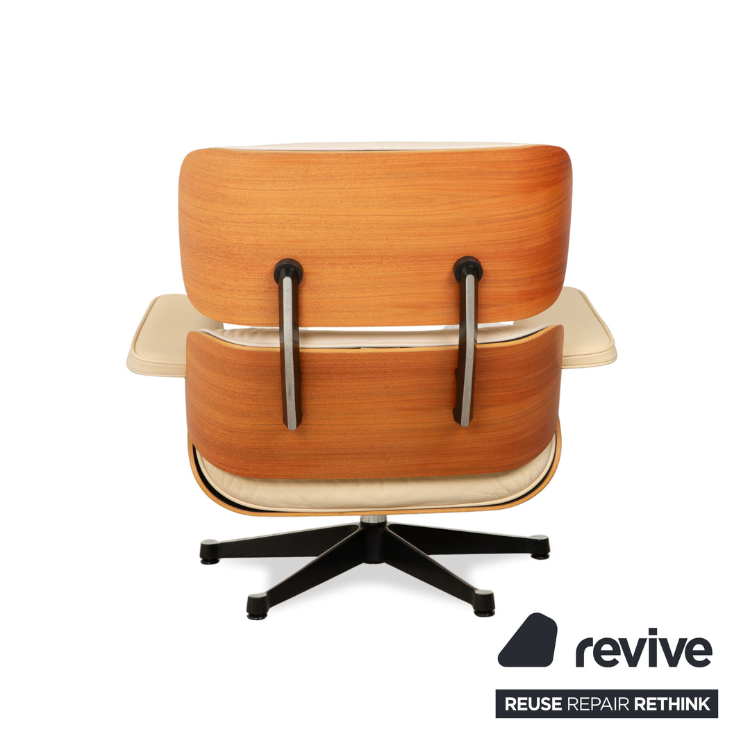 Vitra Eames Lounge Chair Leder Creme Beige inkl. Ottoman
