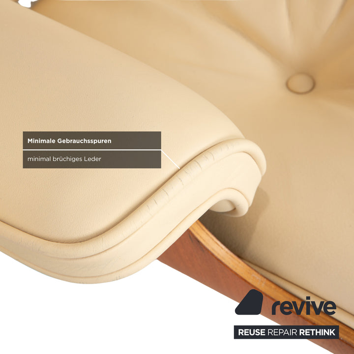 Vitra Eames Lounge Chair Leder Creme Beige inkl. Ottoman
