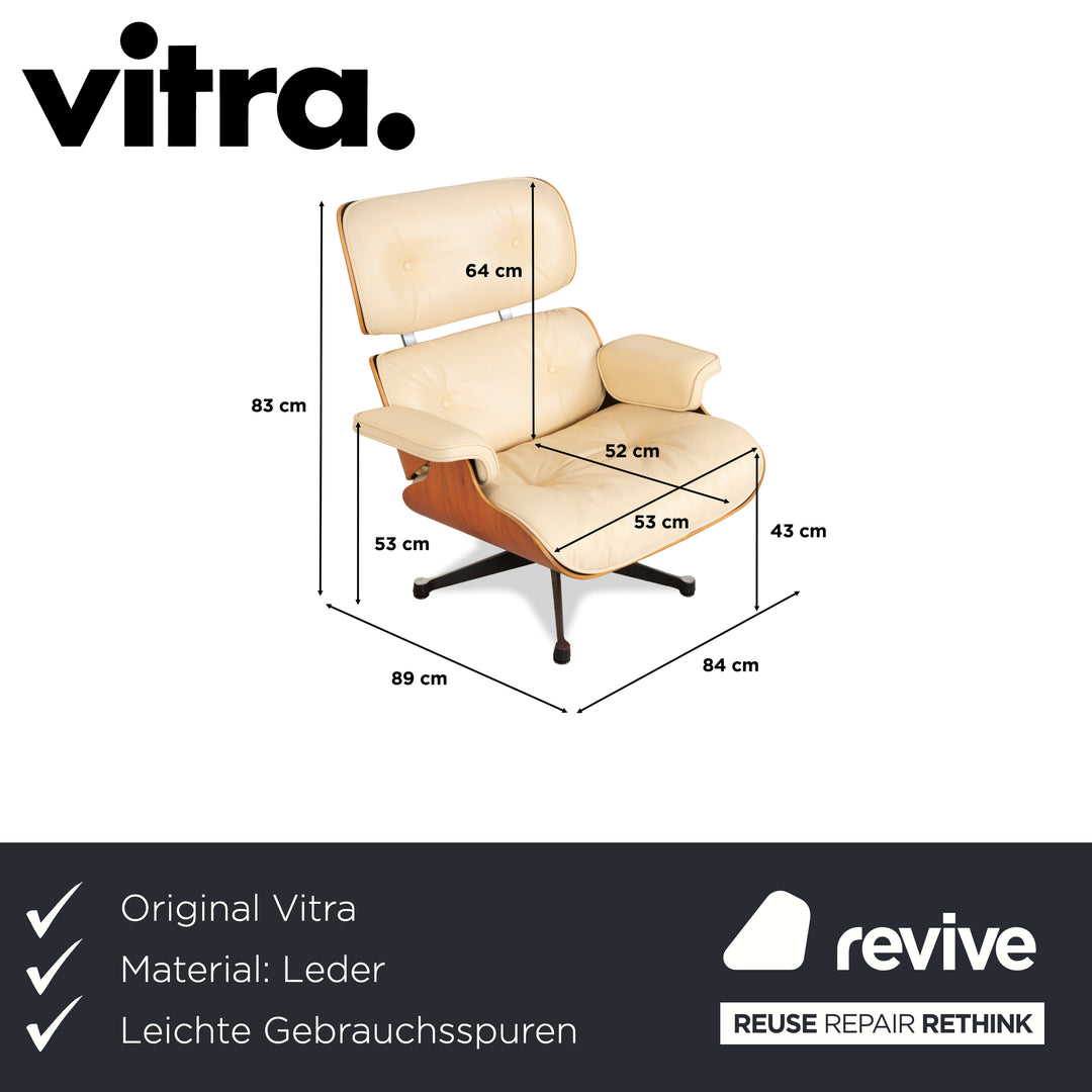 Vitra Eames Lounge Chair Leder Creme Beige inkl. Ottoman