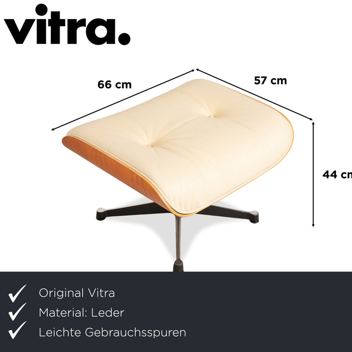 Vitra Eames Lounge Chair Leder Creme Beige inkl. Ottoman