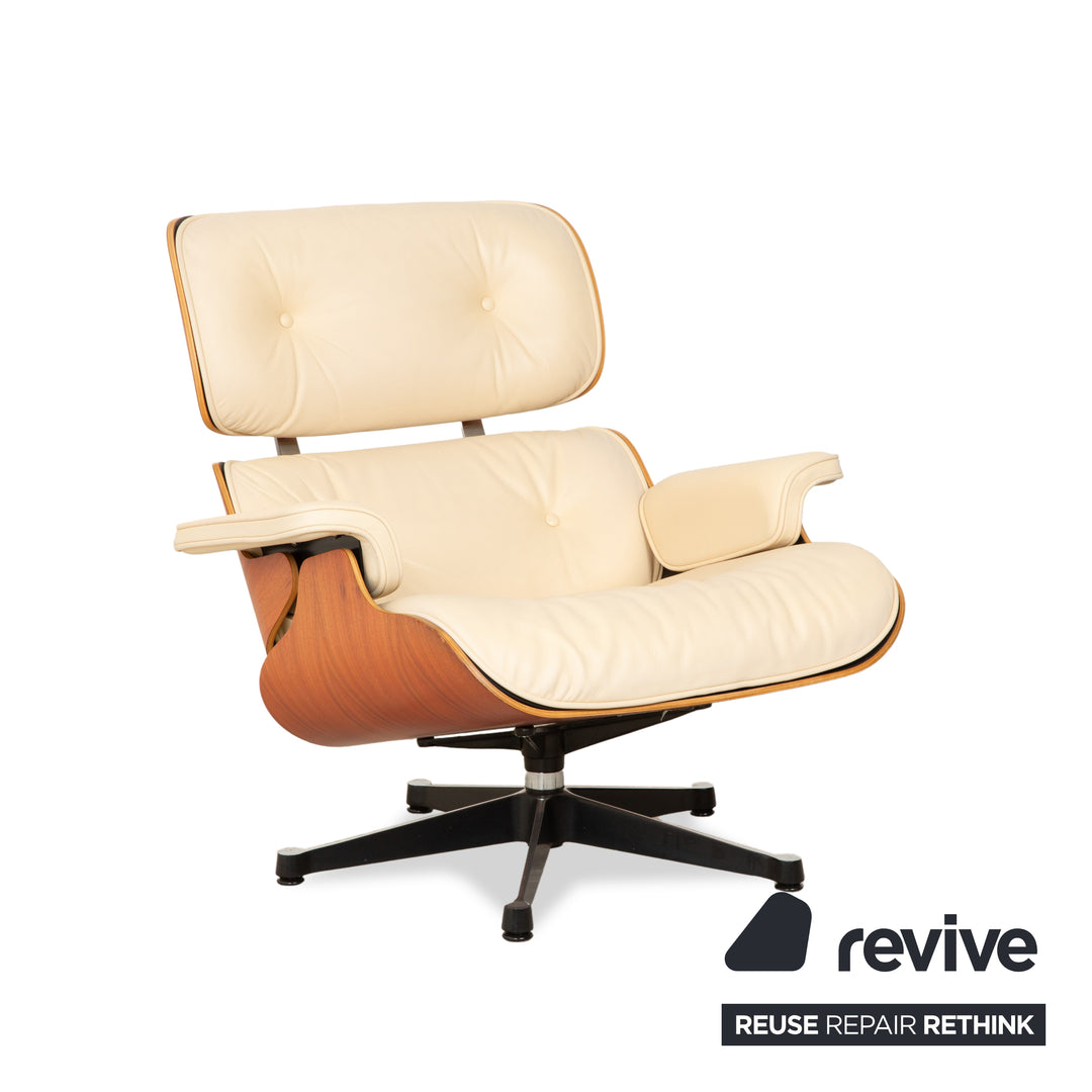 Vitra Eames Lounge Chair Leder Creme Beige inkl. Ottoman