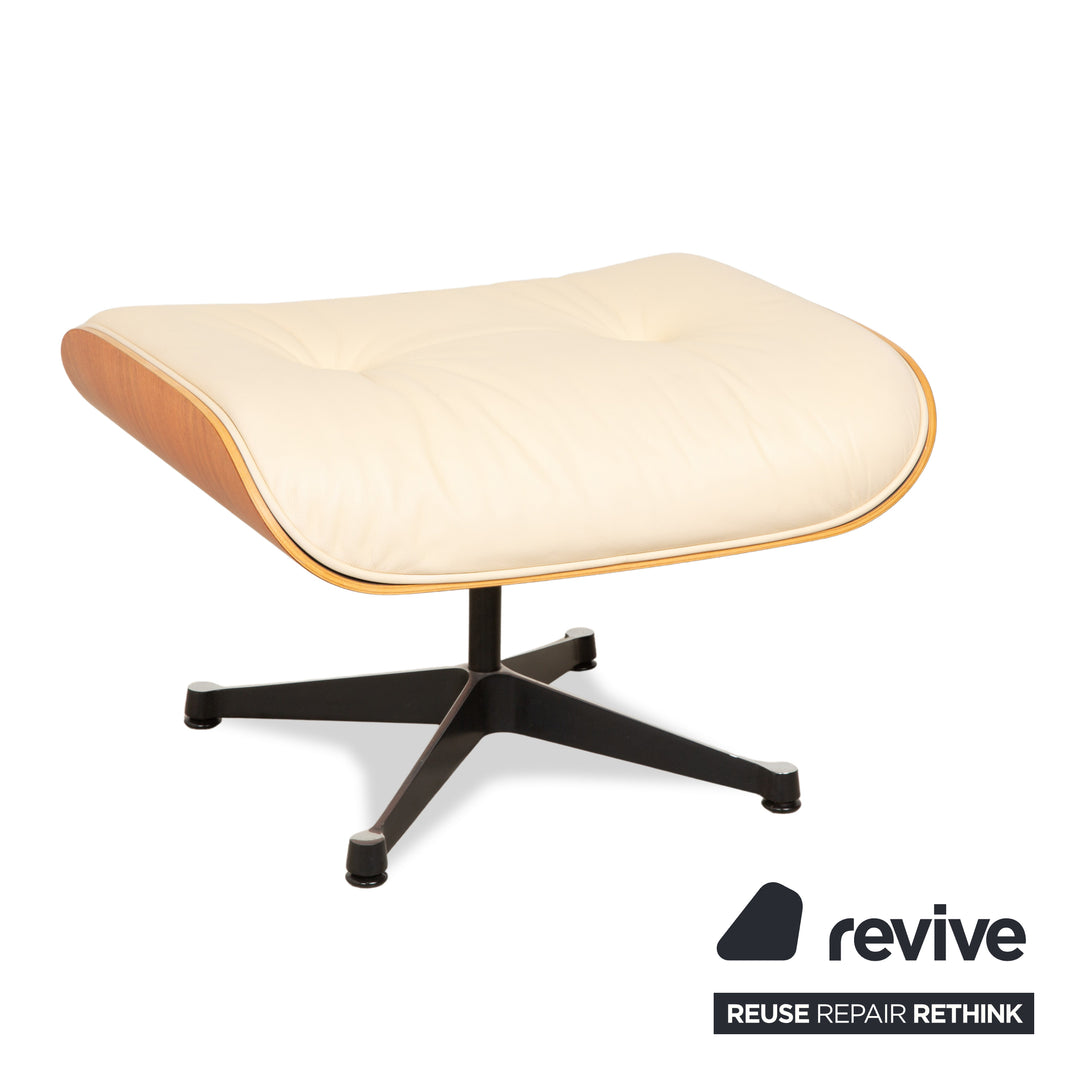 Vitra Eames Lounge Chair Leder Creme Beige inkl. Ottoman