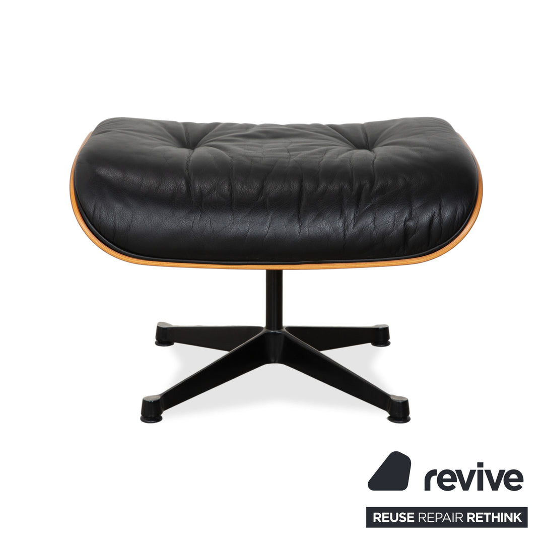 Vitra Eames Lounge Chair Leather Stool Black