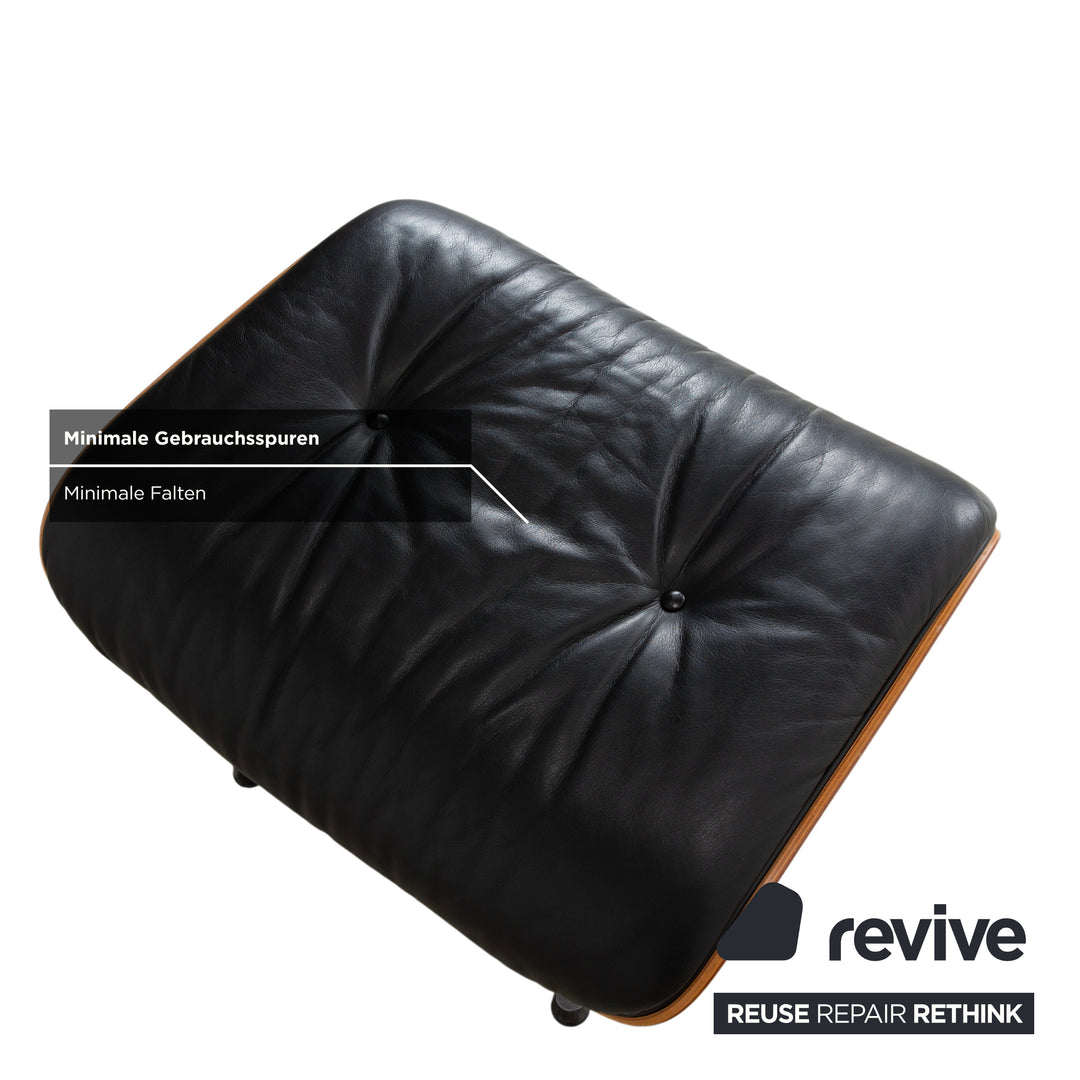 Vitra Eames Lounge Chair Leather Stool Black