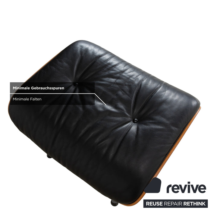 Vitra Eames Lounge Chair Leather Stool Black