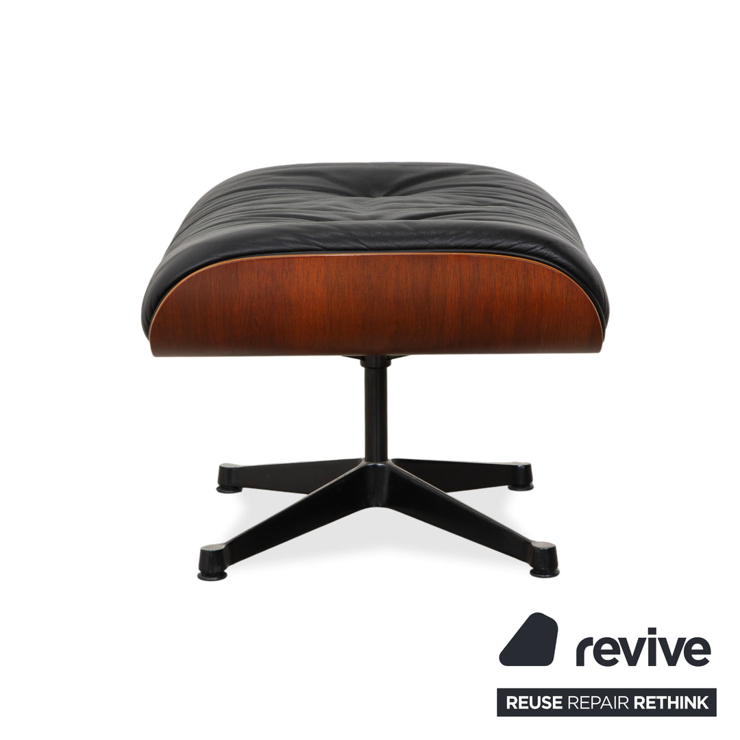Vitra Eames Lounge Chair Leather Stool Black