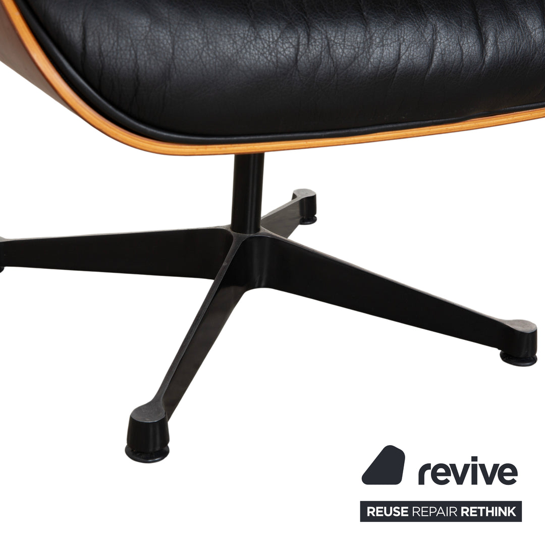 Vitra Eames Lounge Chair Leather Stool Black