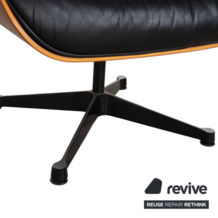 Vitra Eames Lounge Chair Leather Stool Black