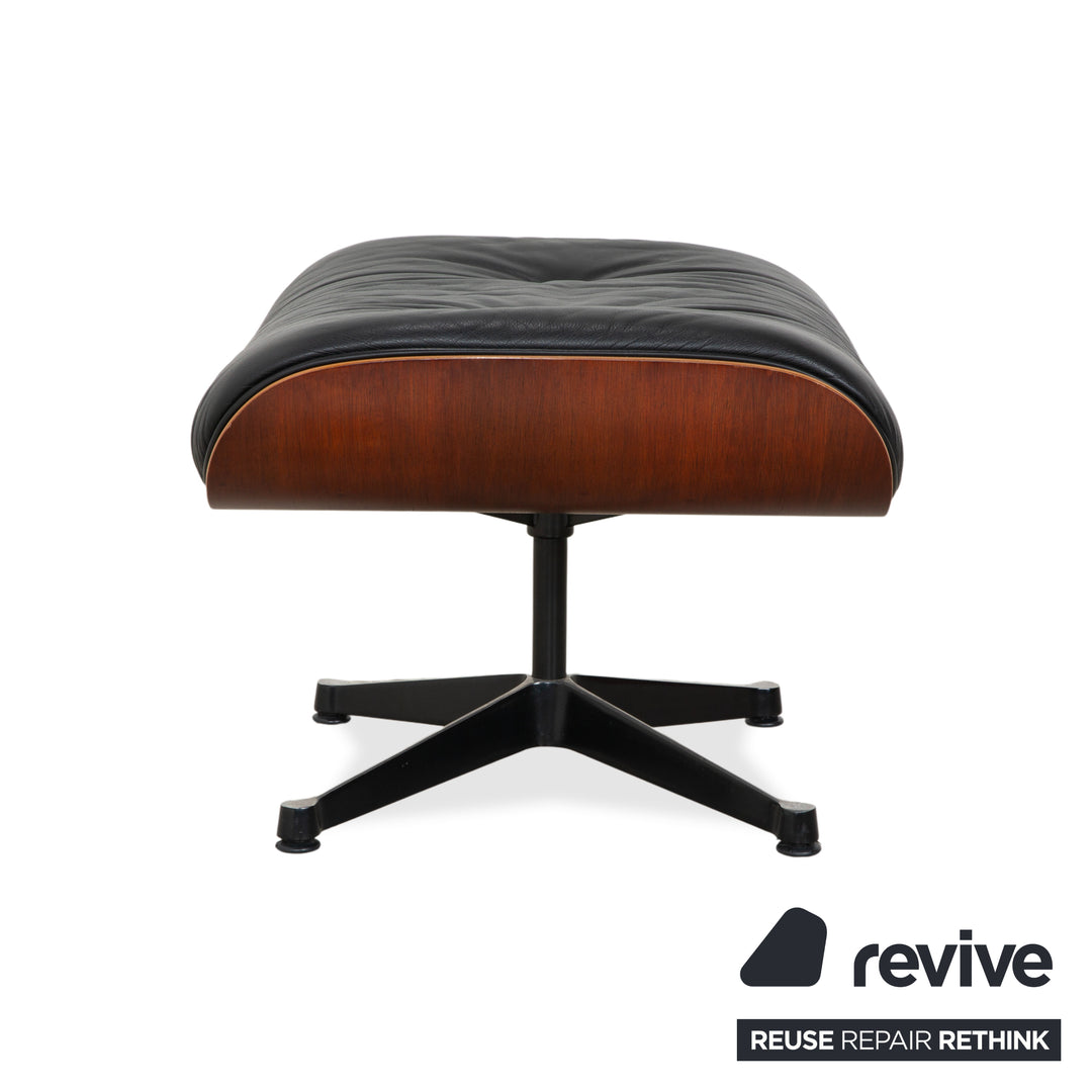 Vitra Eames Lounge Chair Leather Stool Black