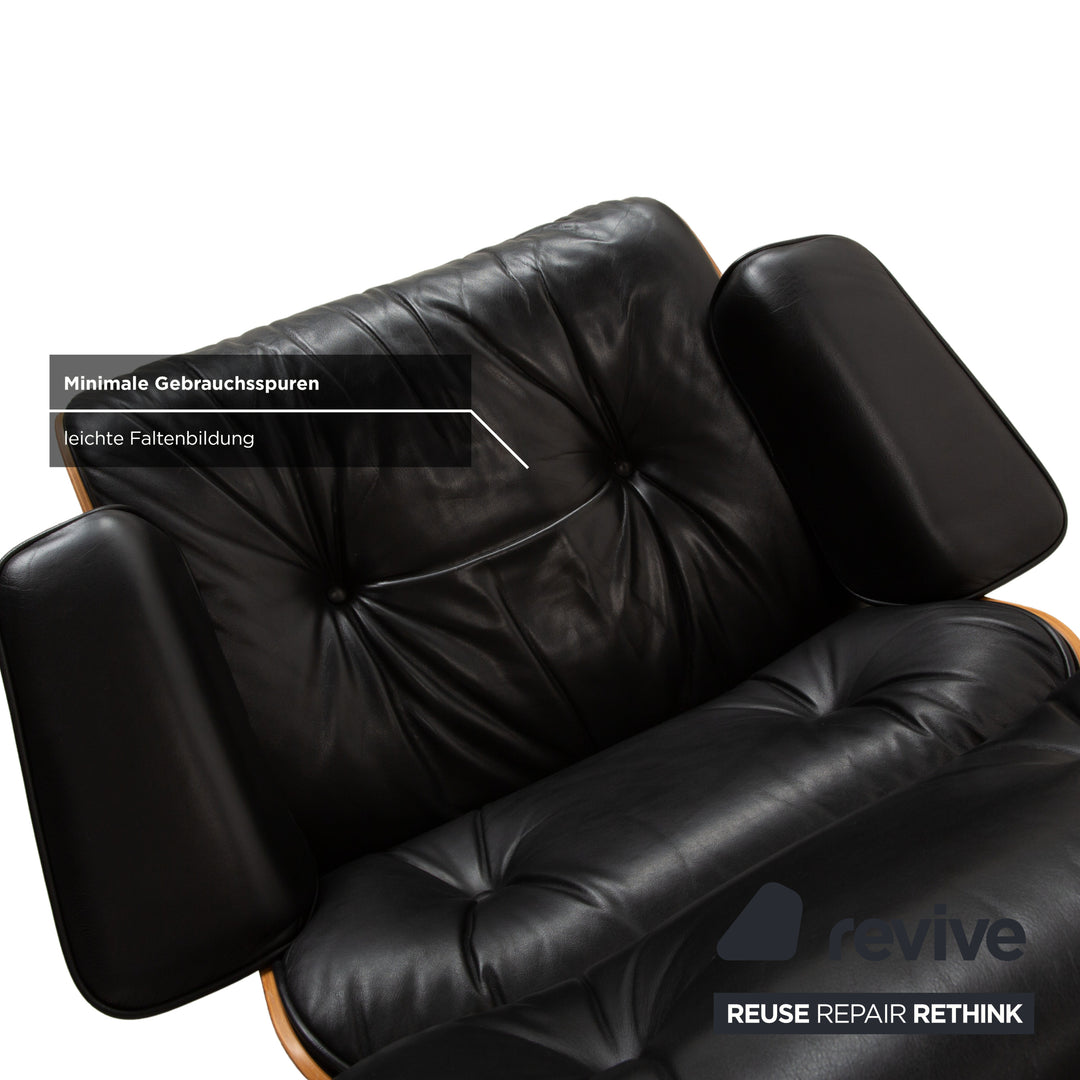 Vitra Eames Lounge Chair Leather Wood 2x Armchairs Brown Black Manual Function