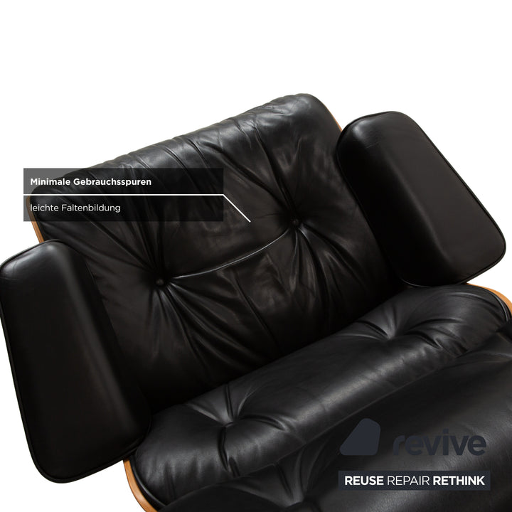 Vitra Eames Lounge Chair Leather Wood 2x Armchairs Brown Black Manual Function