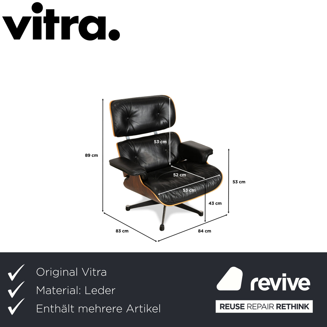 Vitra Eames Lounge Chair Leder Holz 2x Sessel braun Schwarz manuelle Funktion