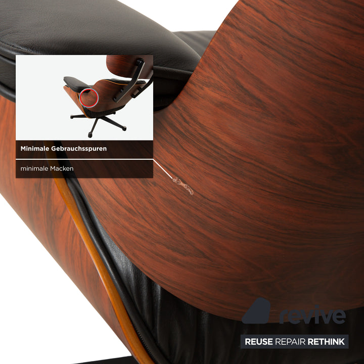 Vitra Eames Lounge Chair Leather Wood 2x Armchairs Brown Black Manual Function