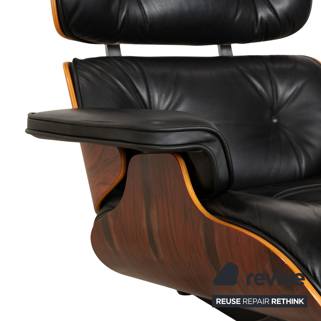 Vitra Eames Lounge Chair Leather Wood 2x Armchairs Brown Black Manual Function