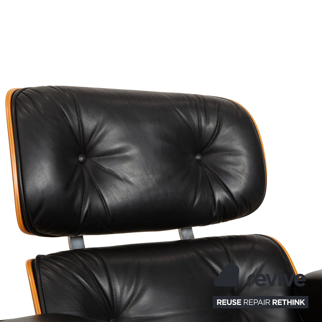 Vitra Eames Lounge Chair Leather Wood Armchair Black Manual Function