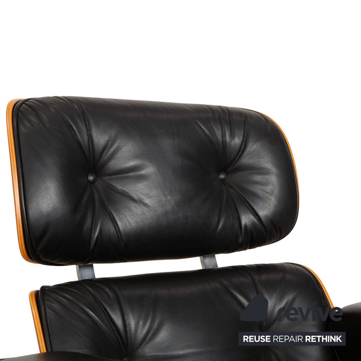 Vitra Eames Lounge Chair Leather Wood Armchair Black Manual Function