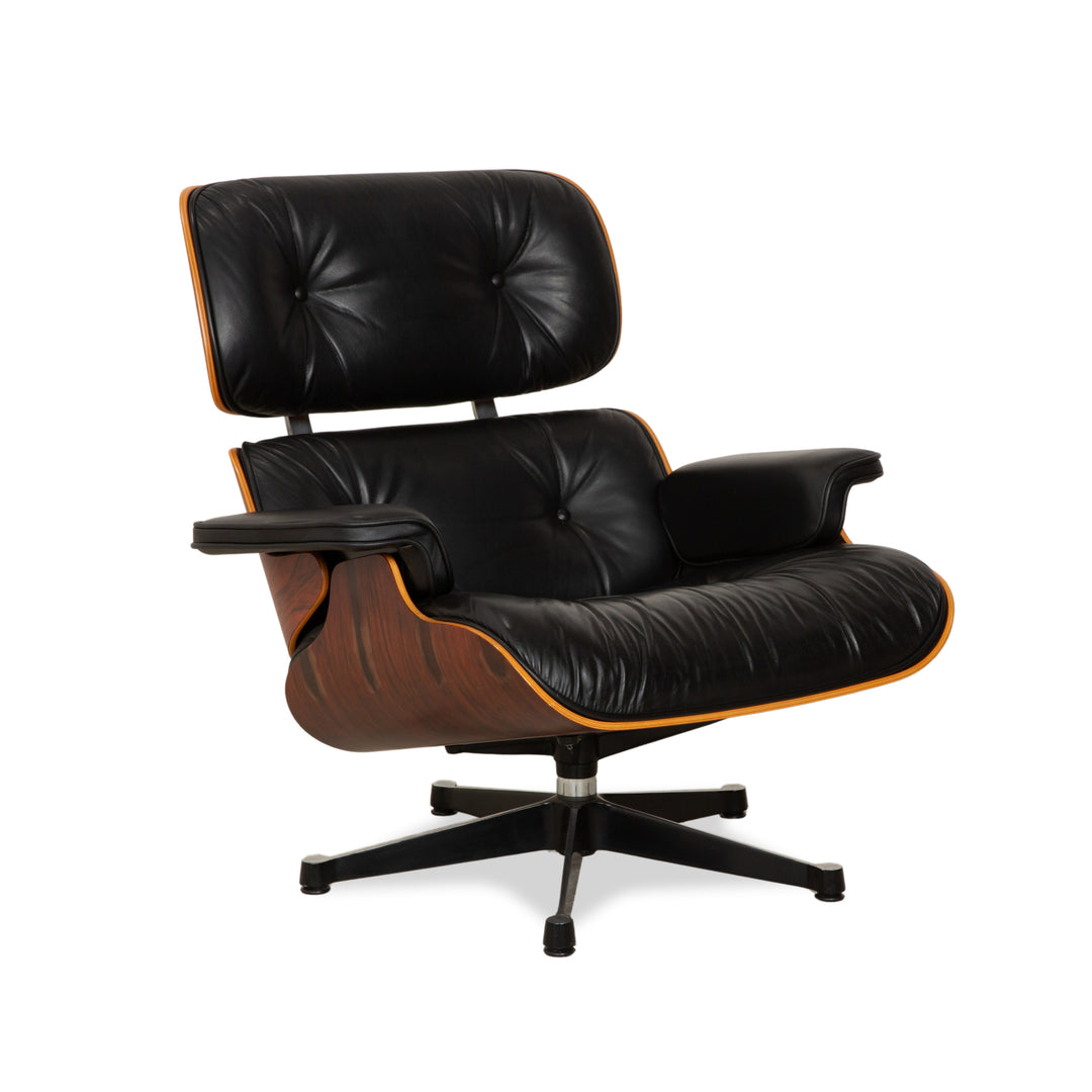 Vitra Eames Lounge Chair Leather Wood Armchair Black Manual Function